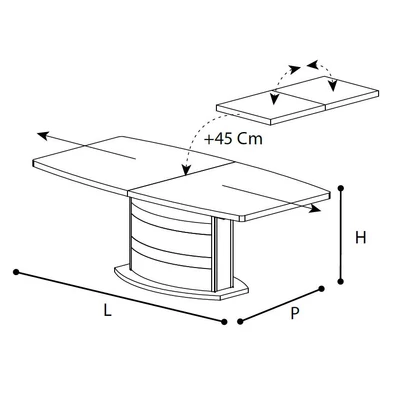 Dama Bianca Day Dining table 200x103 cm (+45 cm extendable)