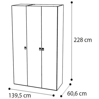 Fehér gardróbszekrény, 3 ajtós – CA Onda