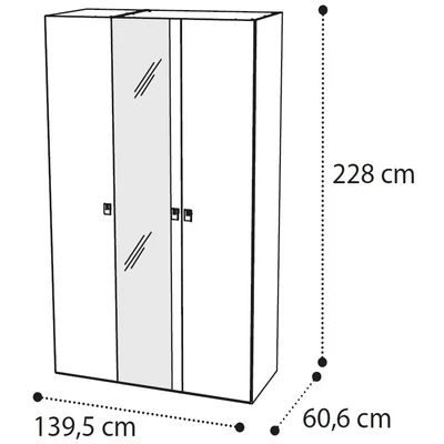 Onda 3-doors cabinet, with 1 mirrored door - white
