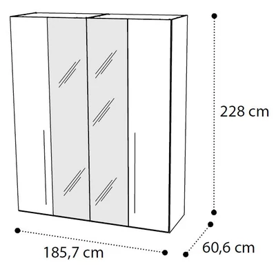 Platinum 4-doors cabinet, with 2 mirrored doors - silver birch