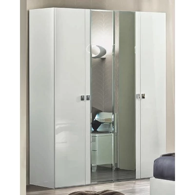 Fehér gardróbszekrény, 4 ajtós, 2 tükörrel – CA Onda