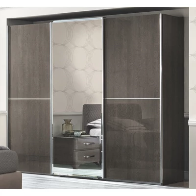 Maia 3-sliding doors cabinet, with 1 mirrored door - silver birch