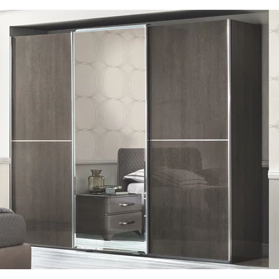 Platinum 3-sliding doors cabinet, with 1 mirrored door - silver birch