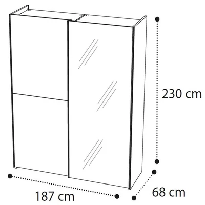 Platinum 2-sliding doors cabinet, with 1 mirrored door - silver birch