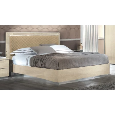 Platinum Rombi franciaágy keret Luna ágyneműtartóval - nyírfa