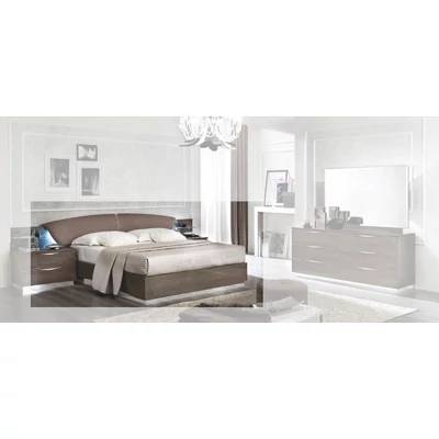 Platinum Double bedstead with curved headboard - silver birch