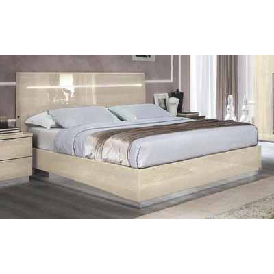 Platinum Double bedstead with LUNA bedding container, with high headboard - birch