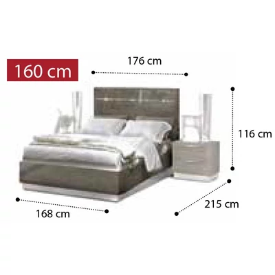 Platinum Double bedstead with high headboard - silver birch