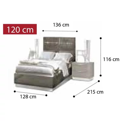 Platinum franciaágy keret, magas fejvéggel - ezüst nyír