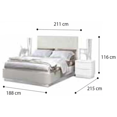 Onda LEGNO Double bedstead with LED-light - white