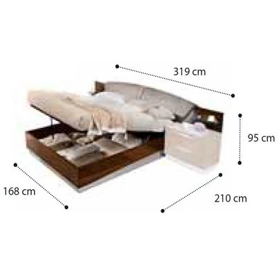Onda Double bedstead with bedding container - white