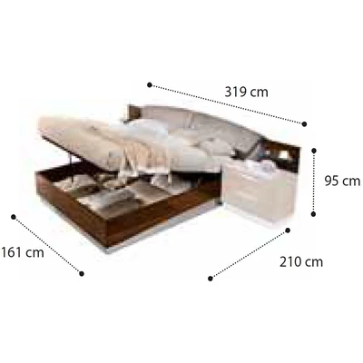 Onda Double bedstead with bedding container - white