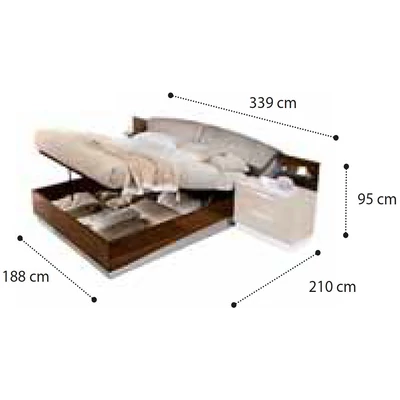 Onda Double bedstead with bedding container - white