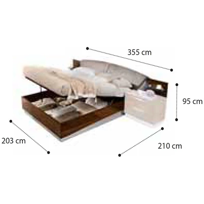 Onda Double bedstead with bedding container - white