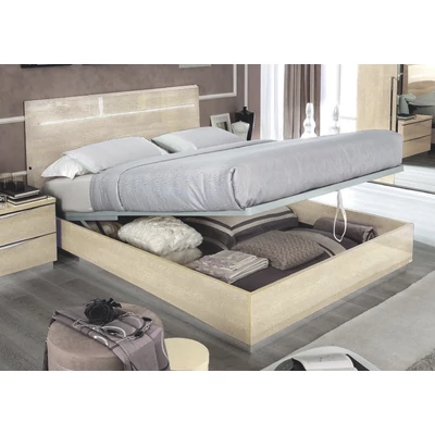 Platinum franciaágy keret Luna ágyneműtartóval, magas fejvéggel - nyírfa