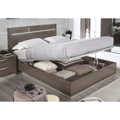 Platinum franciaágy keret Luna ágyneműtartóval, magas fejvéggel - ezüst nyír