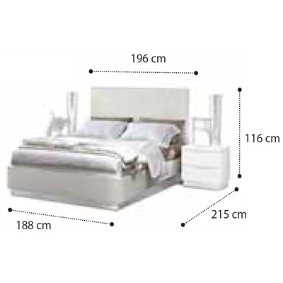 Onda LEGNO Double bedstead with LED-light - white