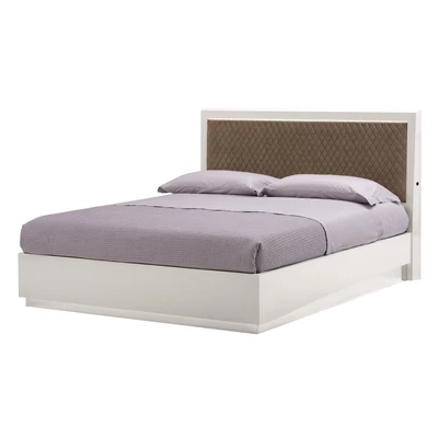 Onda ROMBI Double bedstead with bedding container, and LED-light - white