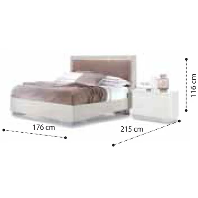 Onda ROMBI Double bedstead with LED-light - white