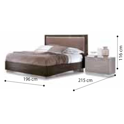Platinum ROMBI Double bedstead with LUNA bedding container - birch
