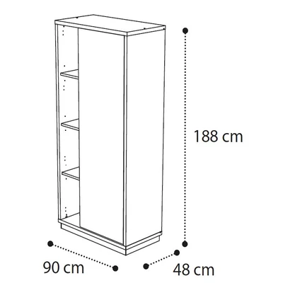 Platinum 1-door Bookcase (opening to the right or left) - silver birch