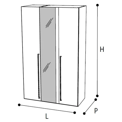 Dama Bianca 3-doors cabinet, with 1 mirrored door