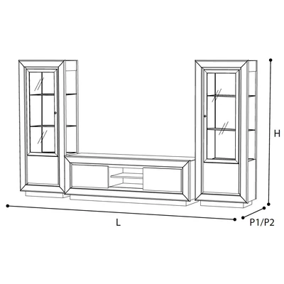 Dama Bianca Day TV set (TV commode + 2x 1-door display cabinet)