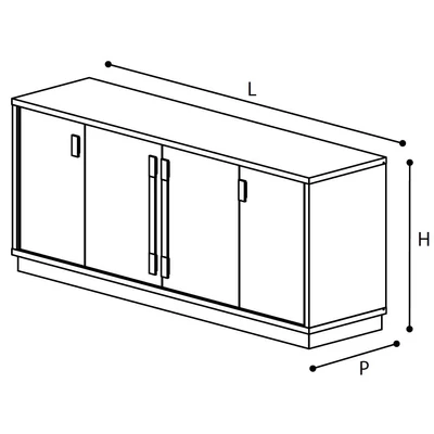 Platinum/Roma Day GLAMOUR 4-doors buffet chest of drawers - silver birch