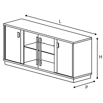 Platinum/Roma Day GLAMOUR 4-doors vitrines buffet chest of drawers - silver birch