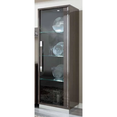 Platinum/Roma Day Slim 1-ajtós vitrines szekrény - ezüst nyír
