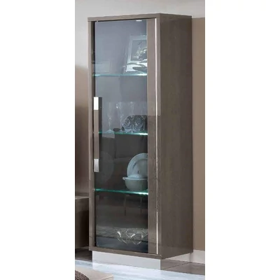 Platinum/Roma Day Slim 1-ajtós vitrines szekrény - ezüst nyír