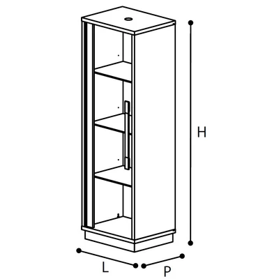 Platinum/Roma Day SLIM 1-door display cabinet - silver birch