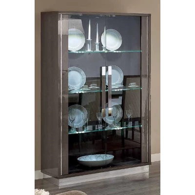 Platinum/Roma Day Slim 2-ajtós vitrines szekrény - ezüst nyír