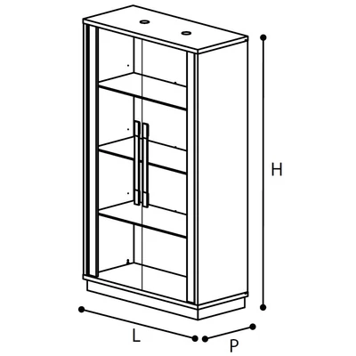 Platinum/Roma Day SLIM 2-doors display cabinet - silver birch