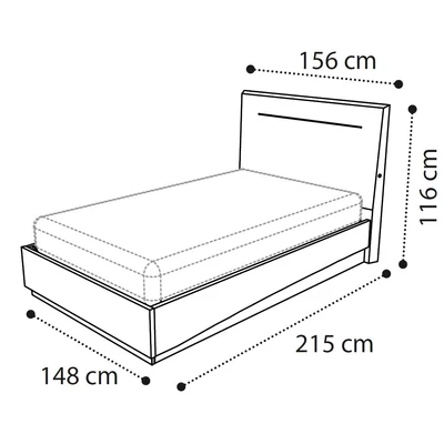 Ambra Double bedstead with wooden headboard, and LED-light