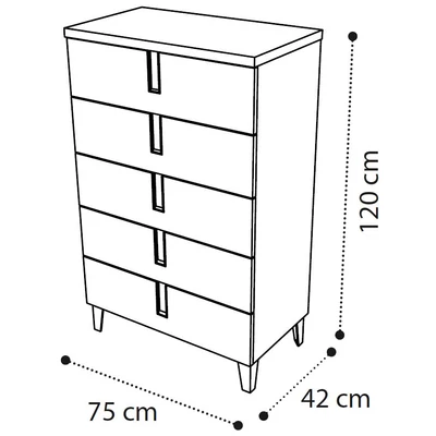Ambra magas, fiókos komód - nyírfa