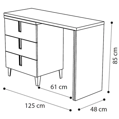Ambra fésülködő asztal fiókos résszel - nyírfa