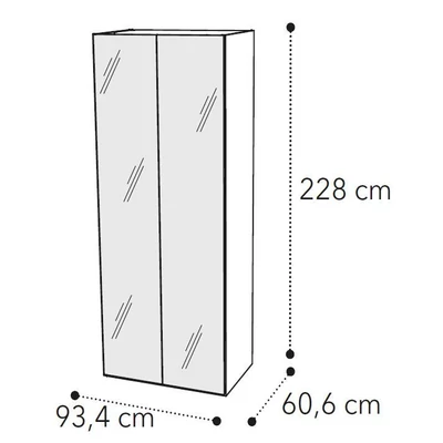 Maia 2-doors cabinet with mirror with MAIA black nickel handle - silver birch