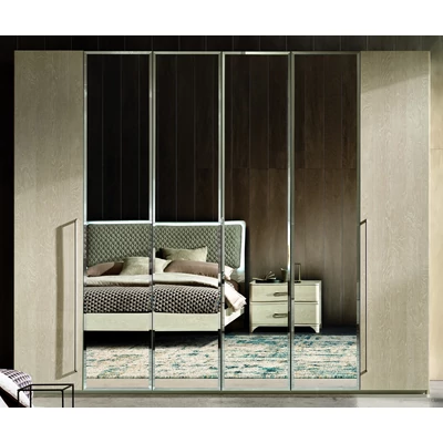 Maia 6-doors cabinet, with 4 mirrored doors - birch