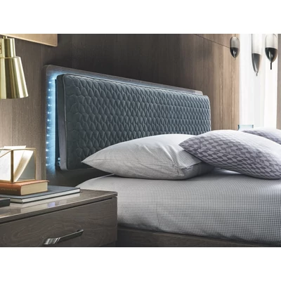 Maia Double bedstead with LUNA bedding container, VELLUTO MIRAGLIO 617 BLU - silver birch