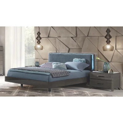 Maia Double bedstead VELLUTO MIRAGLIO 617 BLU - silver birch