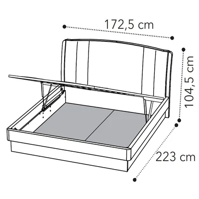 Maia TRENDY Double bedstead with LUNA bedding container - silver birch