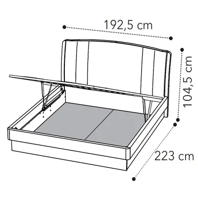 Maia TRENDY Double bedstead with LUNA bedding container - silver birch