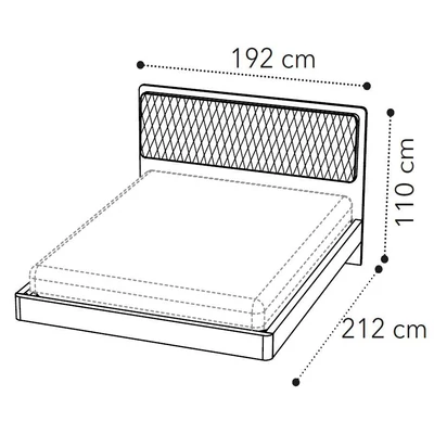 Maia Double bedstead VELLUTO MIRAGLIO 205 FUMO - silver birch