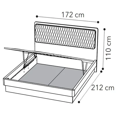 Maia Double bedstead with LUNA bedding container, VELLUTO MIRAGLIO 205 FUMO - birch
