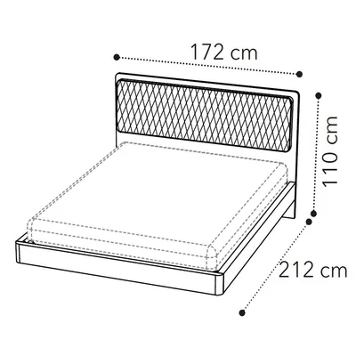 Maia Double bedstead VELLUTO MIRAGLIO 205 FUMO - silver birch