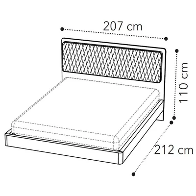 Maia Double bedstead VELLUTO MIRAGLIO 205 FUMO - silver birch