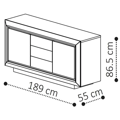 Elite Day 2-doors buffet chest of drawers with 3 drawers - veined walnut