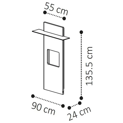 Elite Day TV wall panel with glass shelf and LED-light - birch