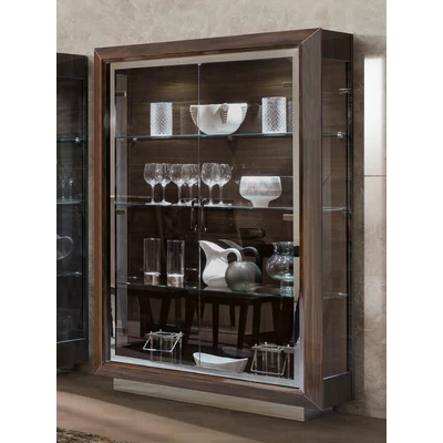 Elite Day 2-doors display cabinet - veined walnut